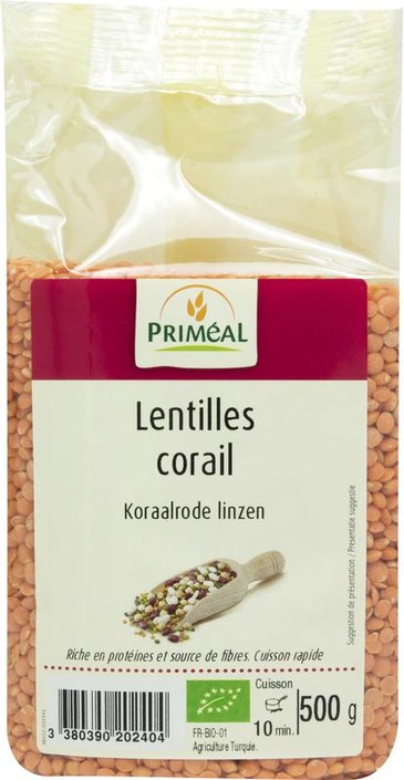 Primeal Linzen rood bio (500 Gram)