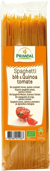 Primeal Organic spaghetti tarwe quinoa tomaat bio (500 Gram)