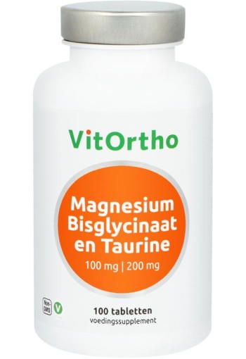 Vitortho Magnesium bisglycinaat 100 mg en taurine 200 mg (100 Tabletten)