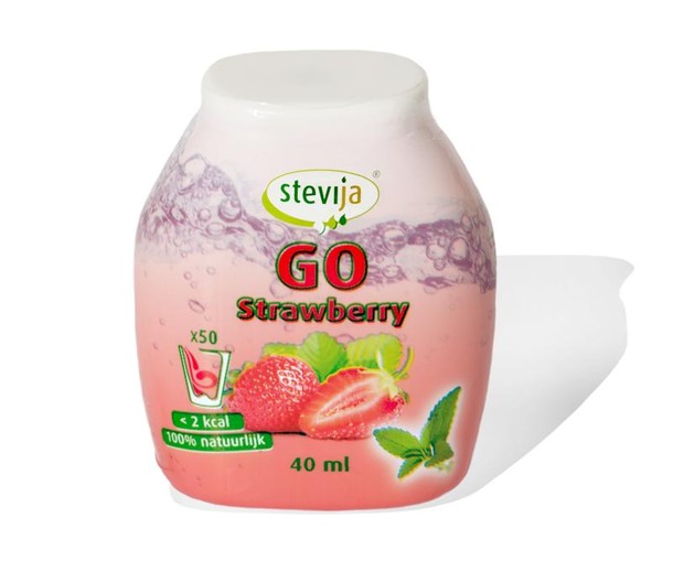 Stevija Stevia limonadesiroop go strawberry (40 Milliliter)