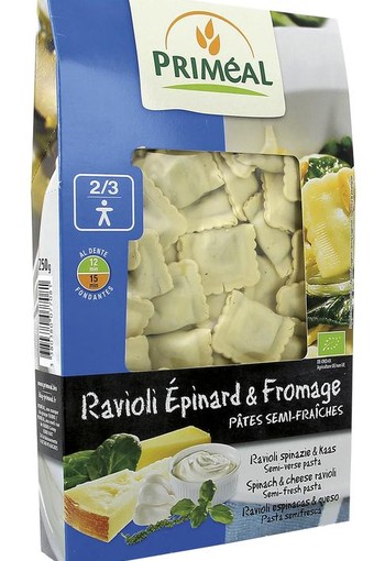 Primeal Ravioli spinazi kaas bio (250 Gram)