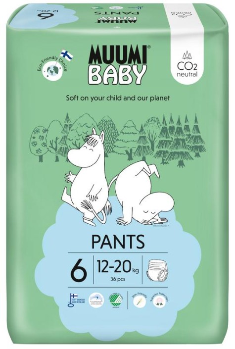 Muumi Baby Ecologische luierbroekjes maat 6 junior 12-20kg (36 Stuks)