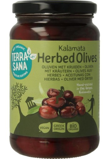 Terrasana Kalamata olijven in kruidenolie bio (345 Gram)