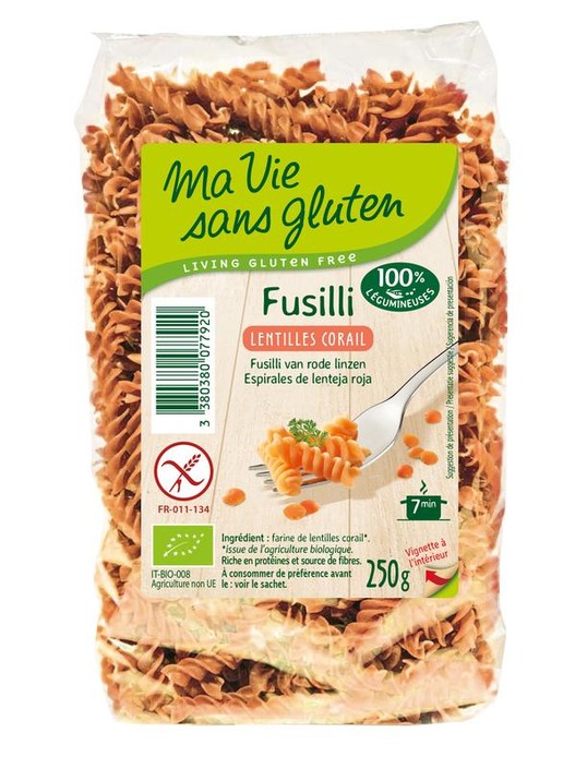 Ma Vie Sans Fusilli van rode linzen glutenvrij bio (250 Gram)