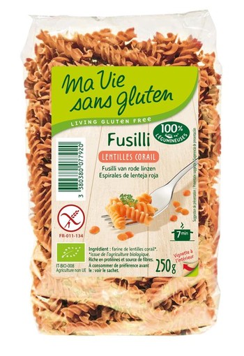 Ma Vie Sans Fusilli van rode linzen glutenvrij bio (250 Gram)