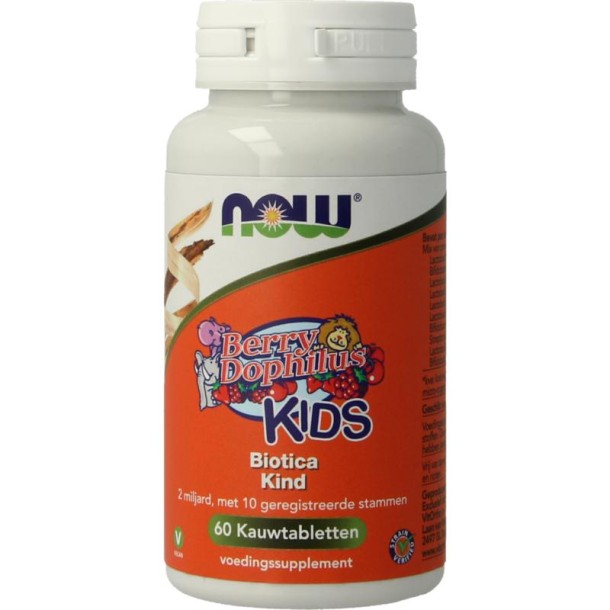 NOW Berry Dophilus™ Kids probiotica kind (60 Kauwtabletten)