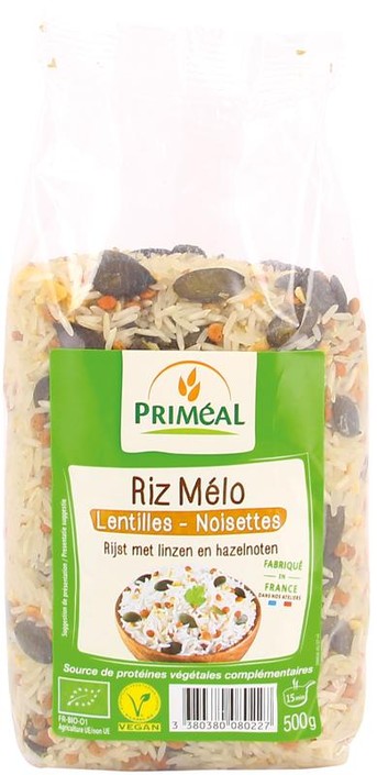 Primeal Rijst linzen en hazelnoten bio (500 Gram)