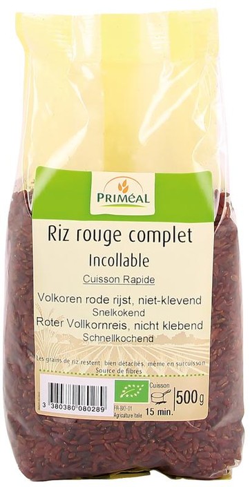 Primeal Rijst rood volkoren niet klevend bio (500 Gram)