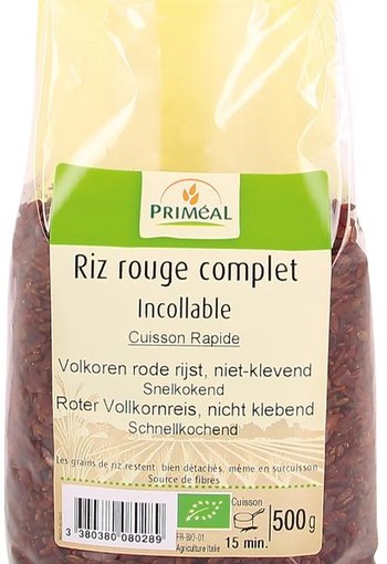 Primeal Rijst rood volkoren niet klevend bio (500 Gram)