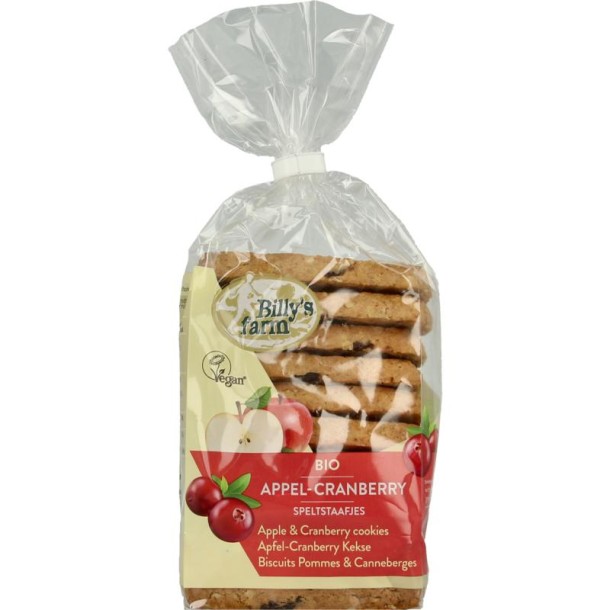 Billy's Farm Appel cranberry staafjes bio (175 Gram)