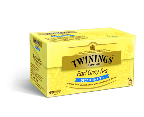 Twinings Earl grey decaf envelop zwart (25 Zakjes)