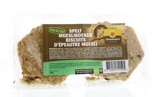 Zonnemaire Spelt mueslikoeken bio (240 Gram)