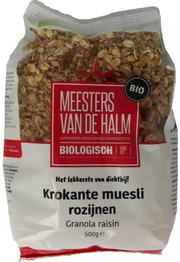 De Halm Krokante muesli rozijn bio (500 Gram)