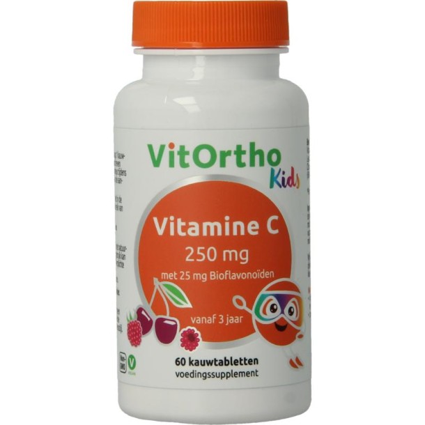 Vitortho Vitamine C 250 mg met 25 mg bioflavonoiden (kind) (60 Kauwtabletten)