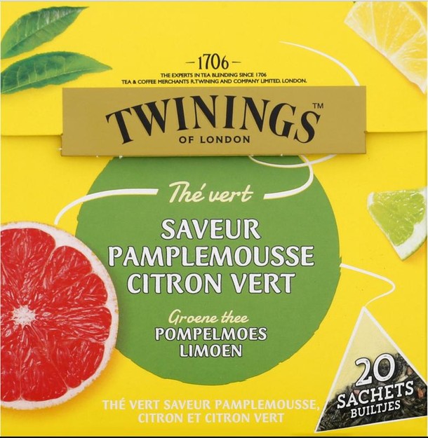 Twinings Groene thee pompelmoes citroen limoen (20 Zakjes)
