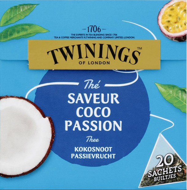 Twinings Zwarte thee kokosnoot passievrucht (20 Zakjes)