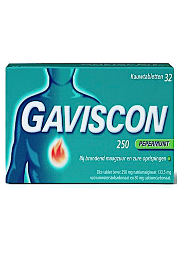 Gaviscon 250 Kauwtabletten Pepermunt - Maagzuurremmer - 32 stuks