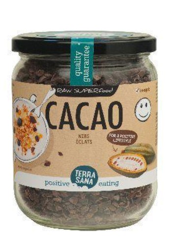 Terrasana Raw cacao nibs in glas bio (230 Gram)