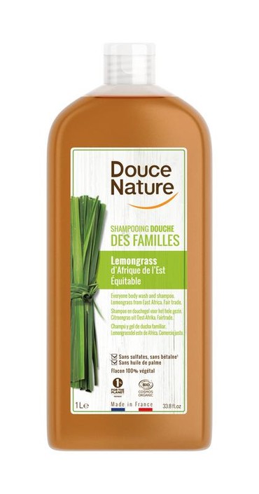 Douce Nature Douchegel & shampoo familie lemongrass bio (1 Liter)