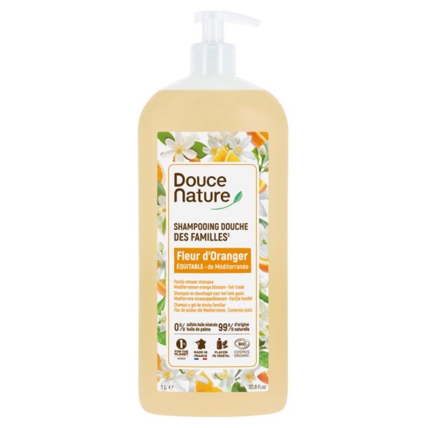 Douce Nature Douchegel & shampoo familie oranjebloesem bio (1 Liter)