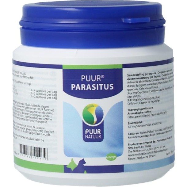 Puur Parasitus hond en kat (60 Capsules)