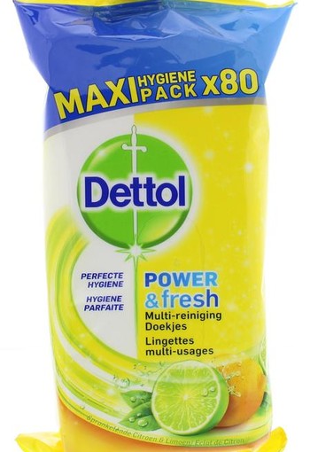 Dettol Power & fresh wipes citrus (80 Stuks)