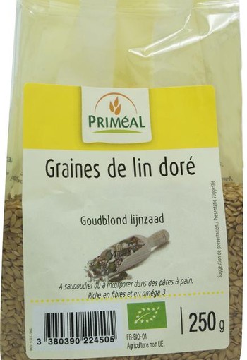 Primeal Lijnzaad goudblond bio (250 Gram)