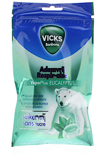 Vicks Ademvrij Eucalyptus Suikervrij Bag 72g