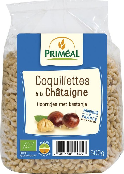 Primeal Hoorntjes met kastanje bio (500 Gram)
