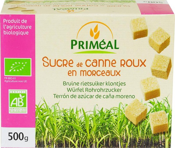 Primeal Bruine rietsuiker klontjes (500 Gram)