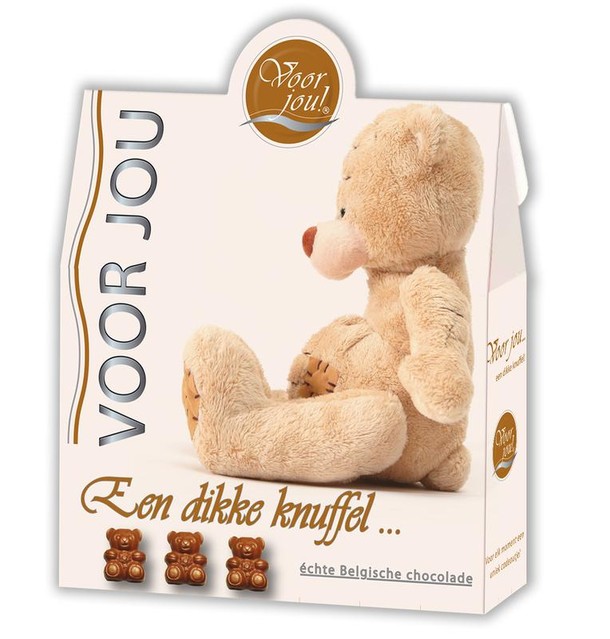 Voor Jou! Cadeau doos trendy beertjes dikke knuffel (100 Gram)