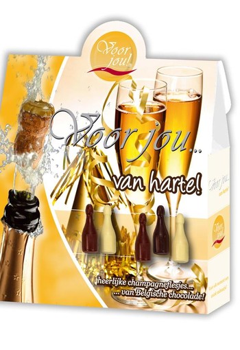 Voor Jou! Cadeau doos champagneflesjes van harte (100 Gram)