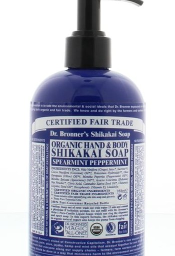 Dr Bronners Shikakai zeep pepermunt (355 Milliliter)