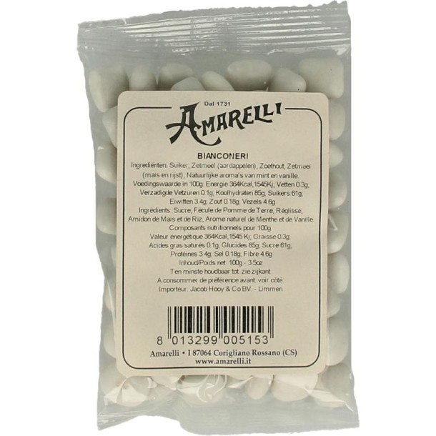 Amarelli Laurierdrop pepermunt wit zakje (100 Gram)