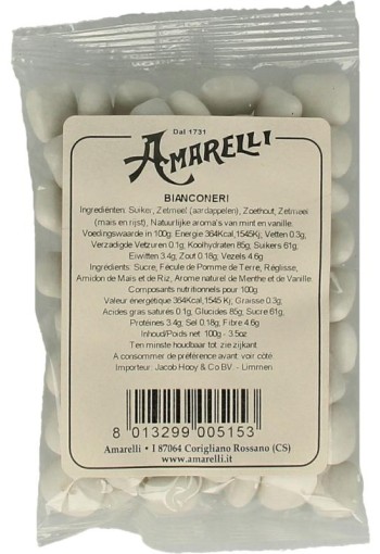 Amarelli Laurierdrop pepermunt wit zakje (100 Gram)