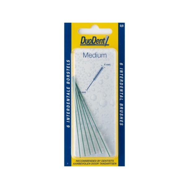 Duodent Interdentaal borstel medium 0.9 (6 Stuks)