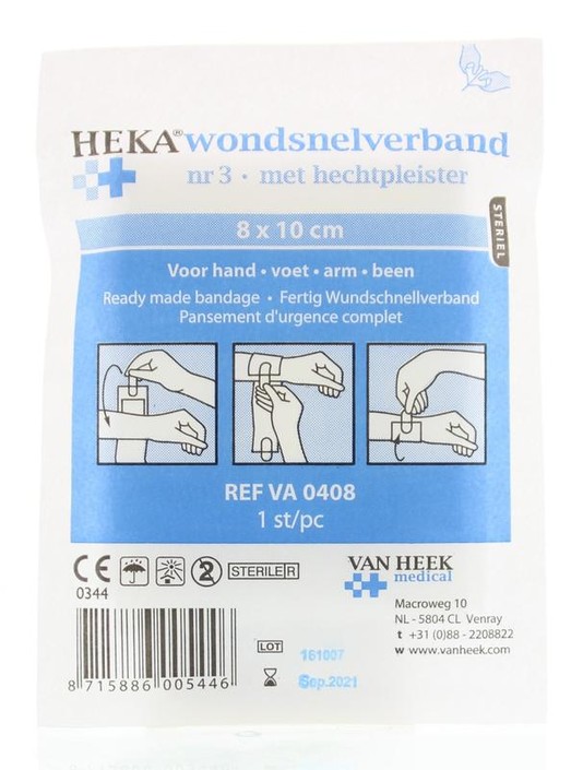 Heka Snelverband nr. 3 8 x 10 cm steriel (1 Stuks)