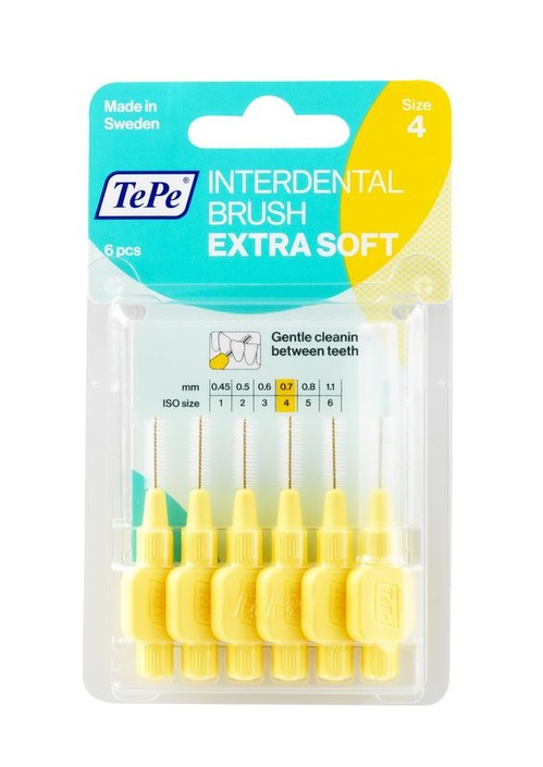 Tepe Interdentale rager extra soft licht geel maat 4 (6 Stuks)