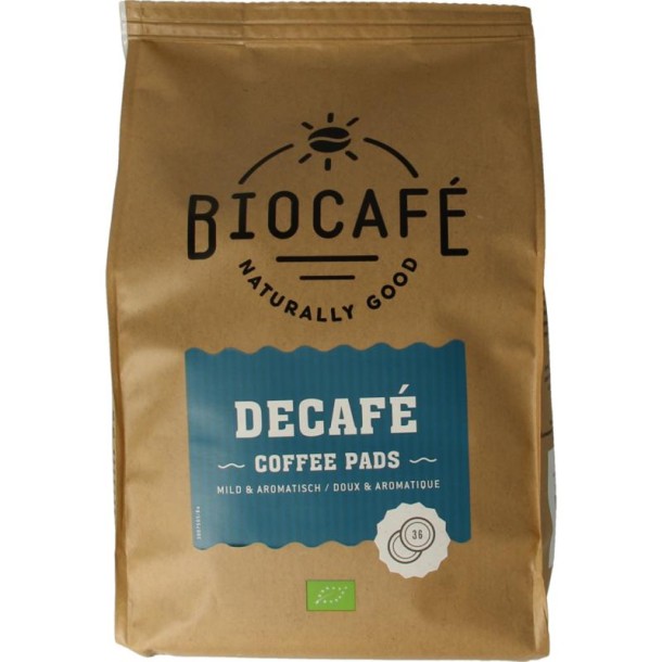 Biocafe Coffee pads caffeinevrij bio (36 Stuks)