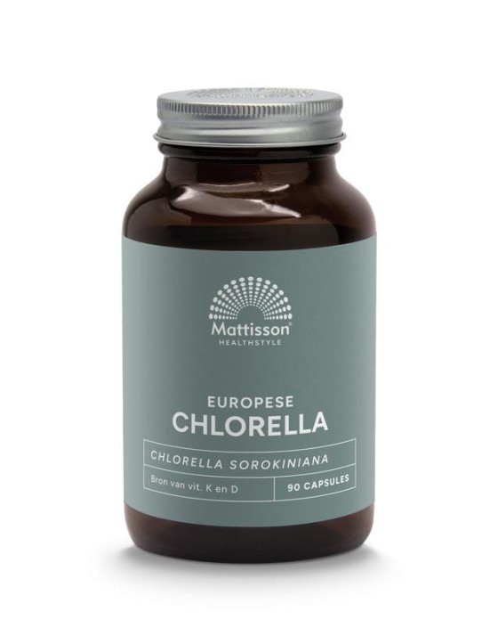 Mattisson Europese chlorella capsules 775mg bio (90 Vegetarische capsules)