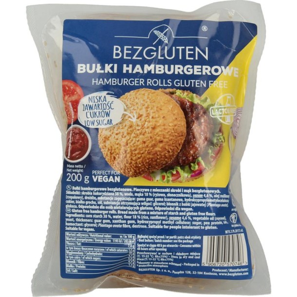 Bezgluten Hamburgerbroodjes glutenvrij (200 Gram)
