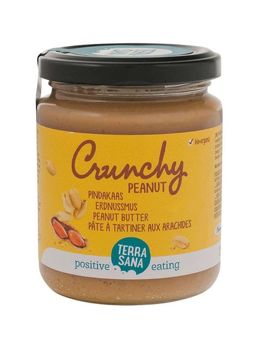 Terrasana Pindakaas crunchy zonder zout bio (250 Gram)