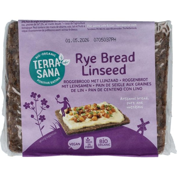 Terrasana Roggebrood lijnzaad bio (500 Gram)