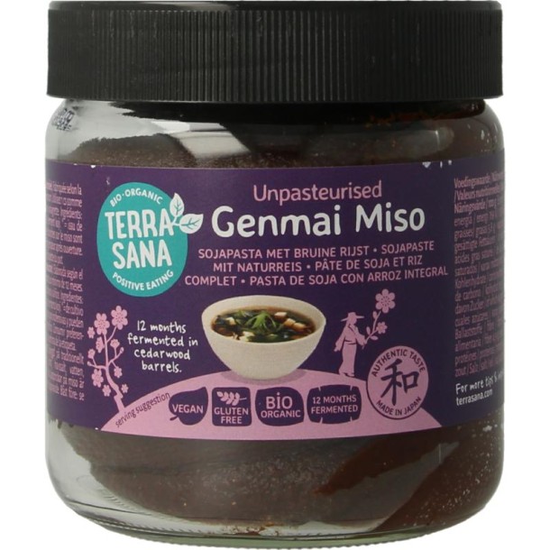 Terrasana Genmai miso ongepasteuriseerd glas bio (350 Gram)