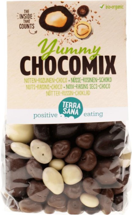 Terrasana Yummy chocomix noten rozijnen choco bio (200 Gram)