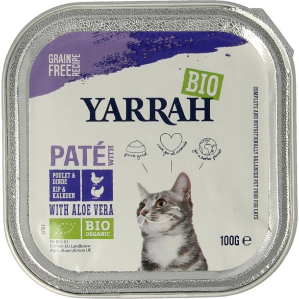 Yarrah Kattenvoer pate met kip en kalkoen bio (100 Gram)