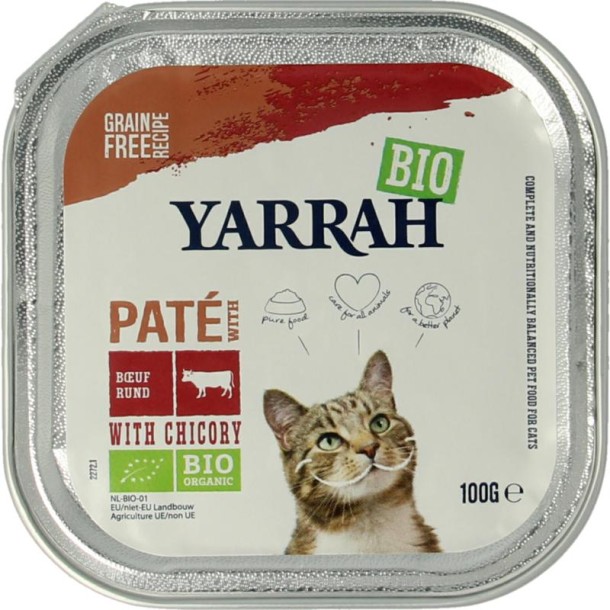 Yarrah Kattenvoer pate met rund bio (100 Gram)