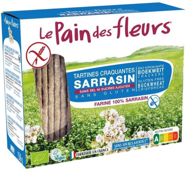 Pain Des Fleurs Boekweit crackers zonder zout en suiker bio (150 Gram)