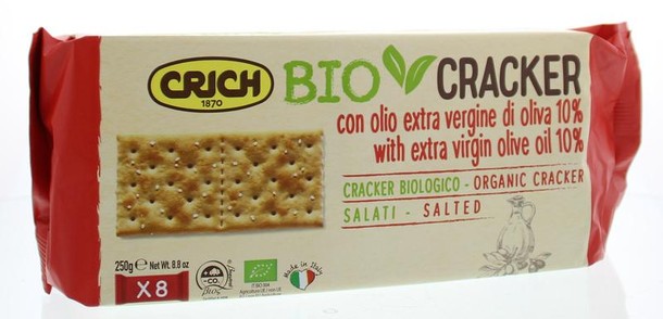 Crich Crackers olijfolie met zout rood bio (250 Gram)