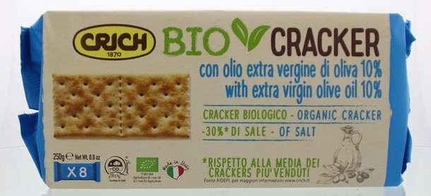 Crich Crackers olijfolie blauw bio (250 Gram)